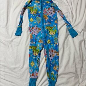 Little Sleepies Blue Map Print One Piece